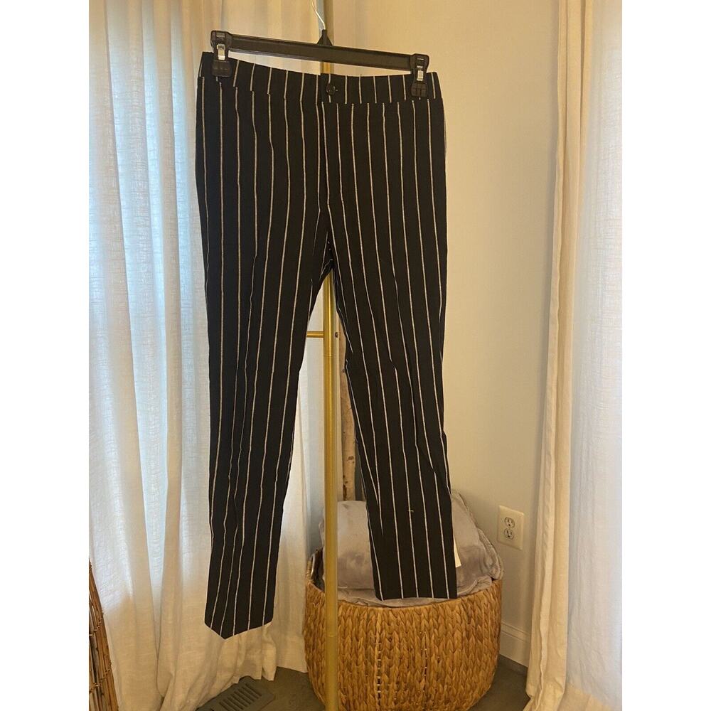 Girls B/W Striped Dress Pants Size L White Fawn